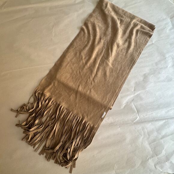 Urban Outfitters 7.5 Foot Tan Suede Coastal Cowgirl Wrap w Fringe on Either End - Picture 5 of 16